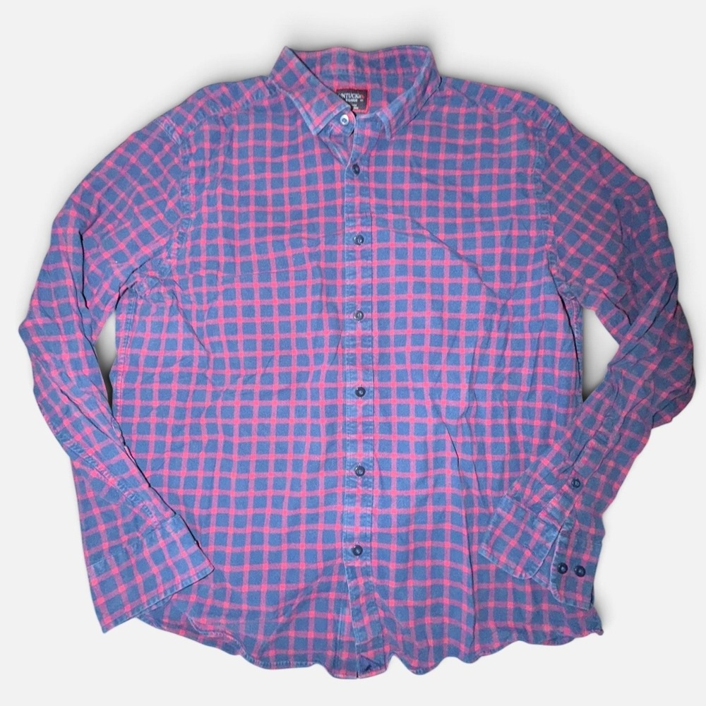 Untuckit Veldenzer Plaid Shirt Mens XL Navy Red Regular Fit 40937 Fall 2021